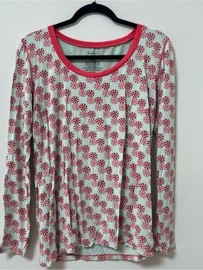 Kickee Pants Mint and Pink Peppermint-Print Long Sleeve Top XXL